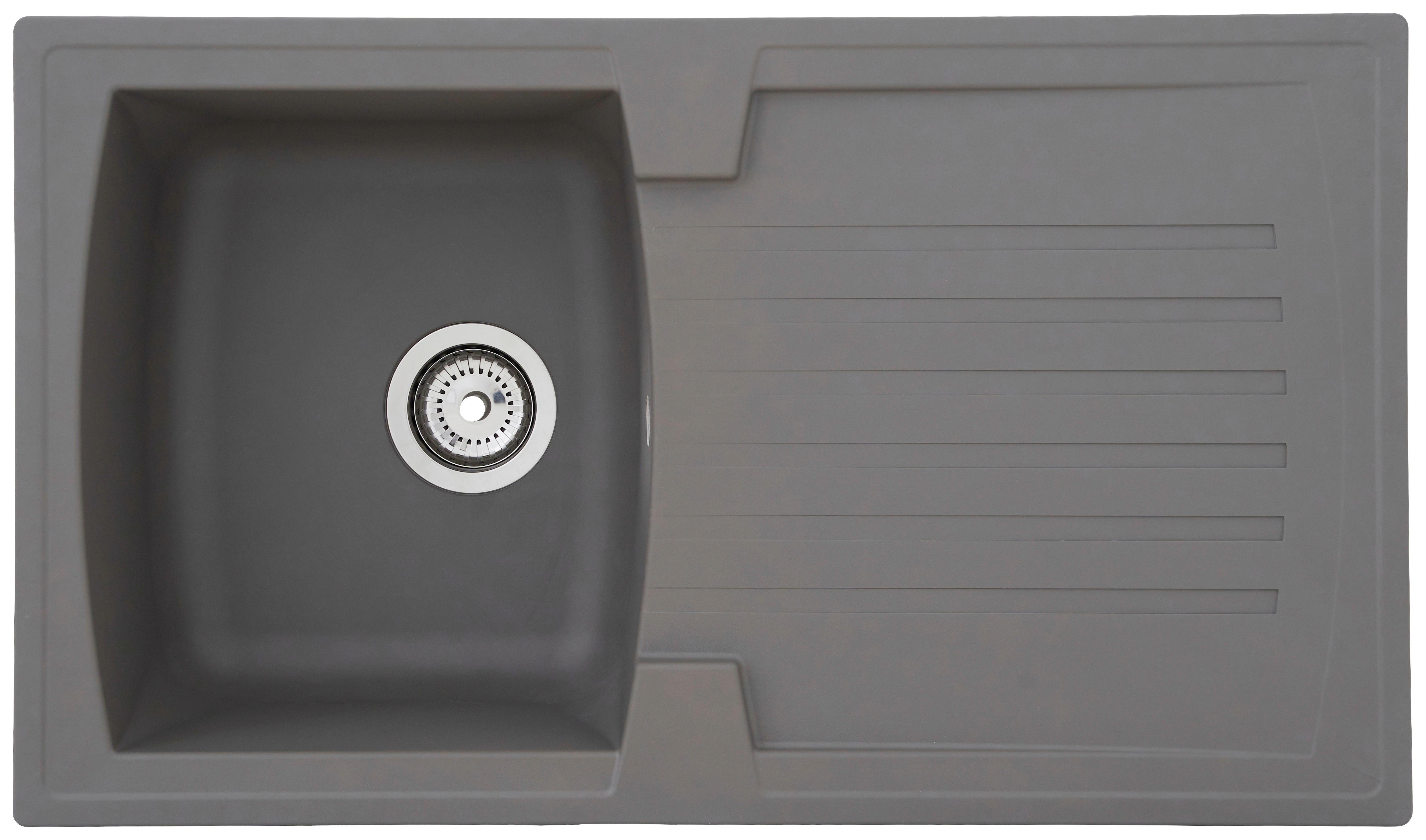 Spüle Respekta Boston Stein Bxt: 86x50 cm - Grau, Trend, Glas/Kunststoff (86/20/50cm) - Respekta