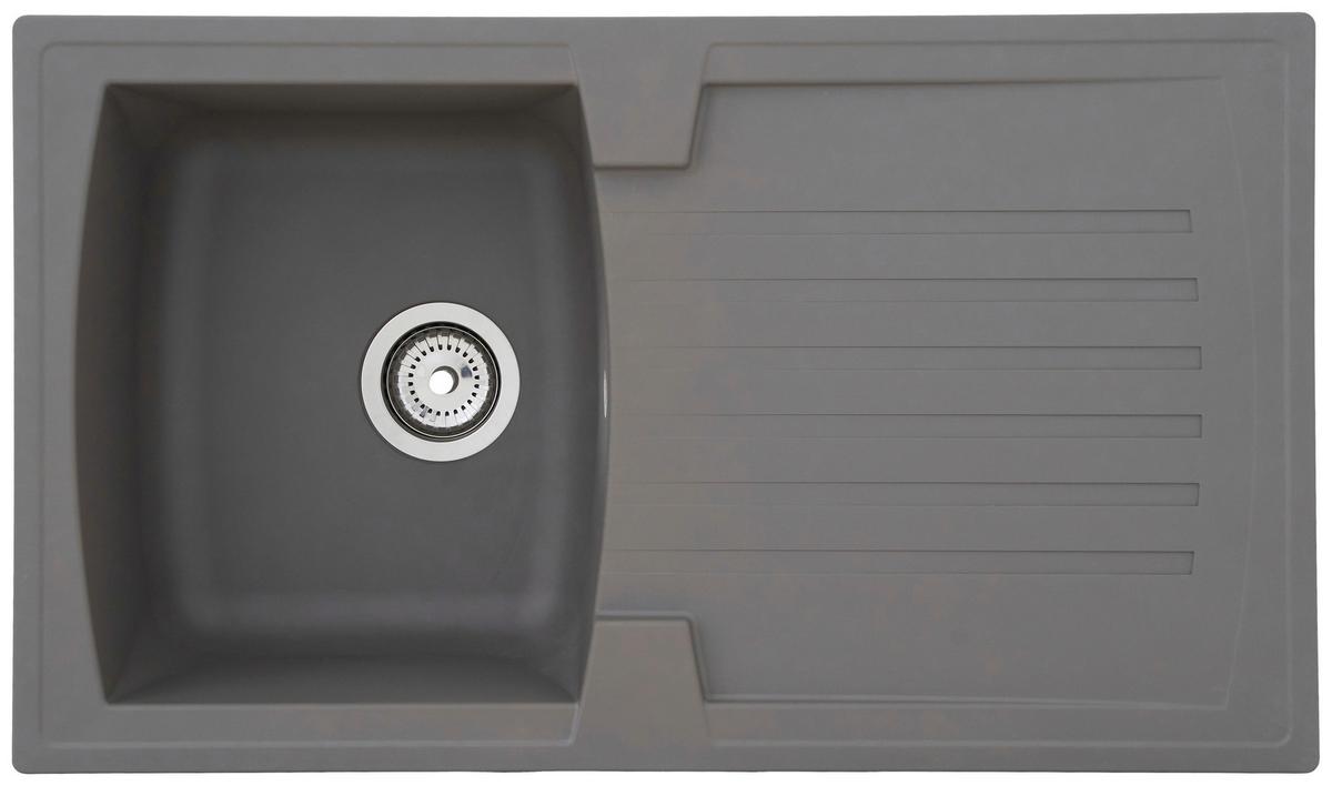 Spüle Respekta Boston Stein Bxt: 86x50 cm - Grau, Trend, Glas/Kunststoff (86/20/50cm) - Respekta