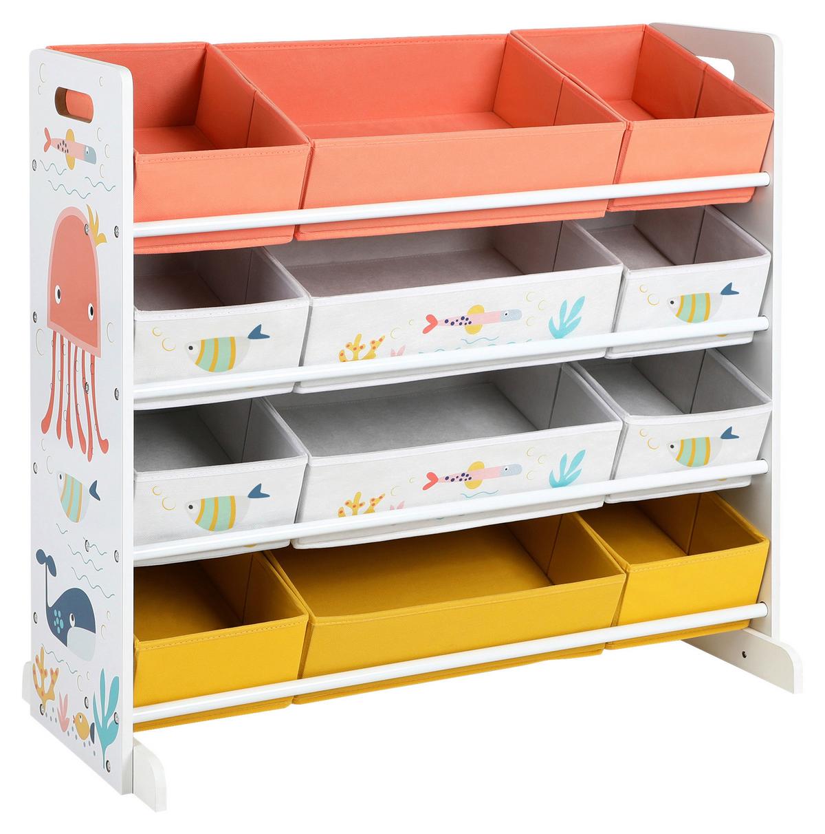 Toy Storage Shelf Weiß B: 83 Cm - Weiß, MODERN, Holzwerkstoff/Textil (83/78/38cm) - MID.YOU