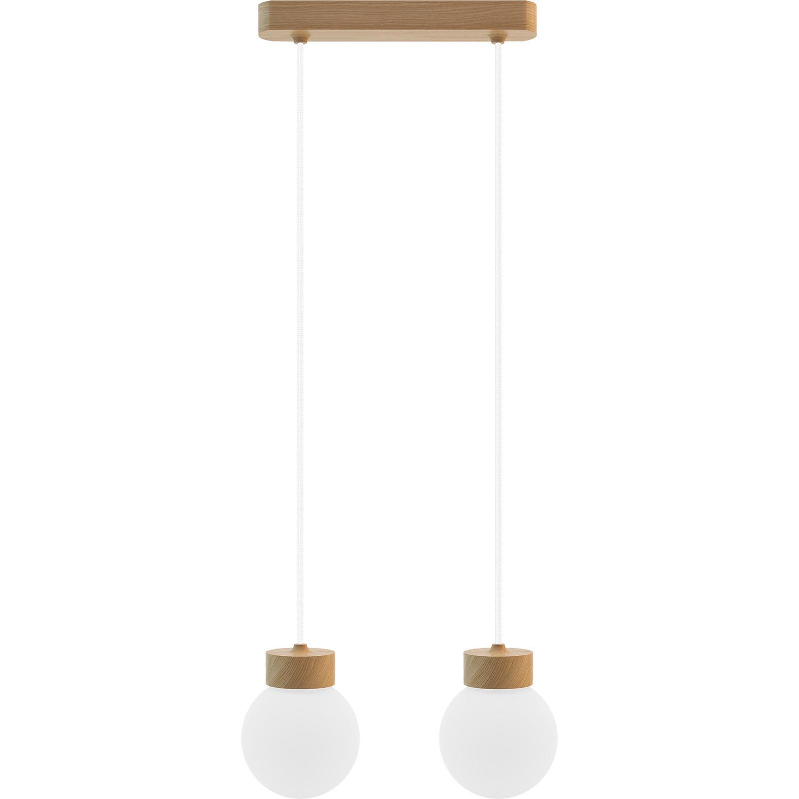 Hängeleuchte 8570245 Barrel-Orb 2 - Eiche - Eichefarben/Weiß, Design, Glas/Holz (30/150cm)