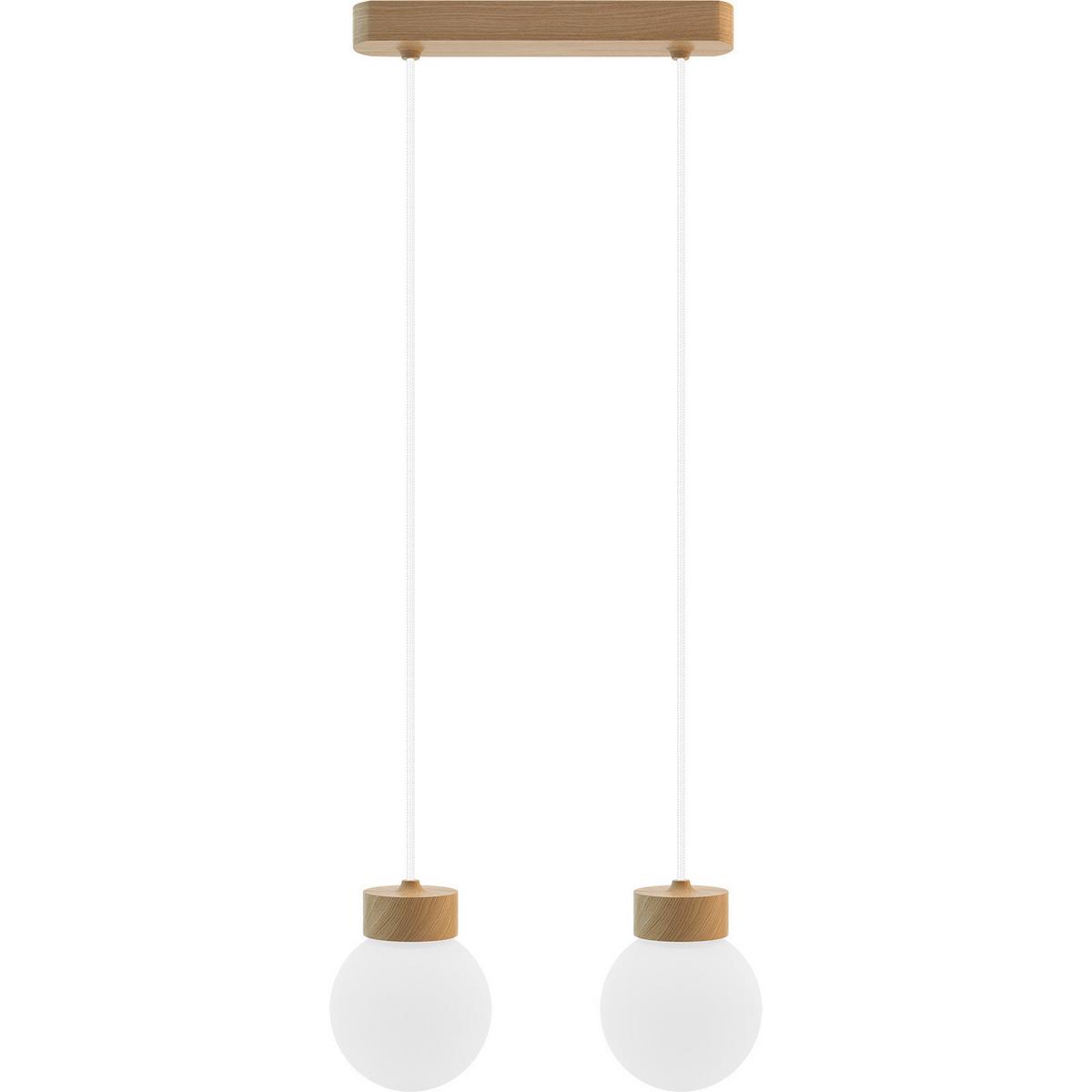 Hängeleuchte 8570245 Barrel-Orb 2 - Eiche - Eichefarben/Weiß, Design, Glas/Holz (30/150cm)