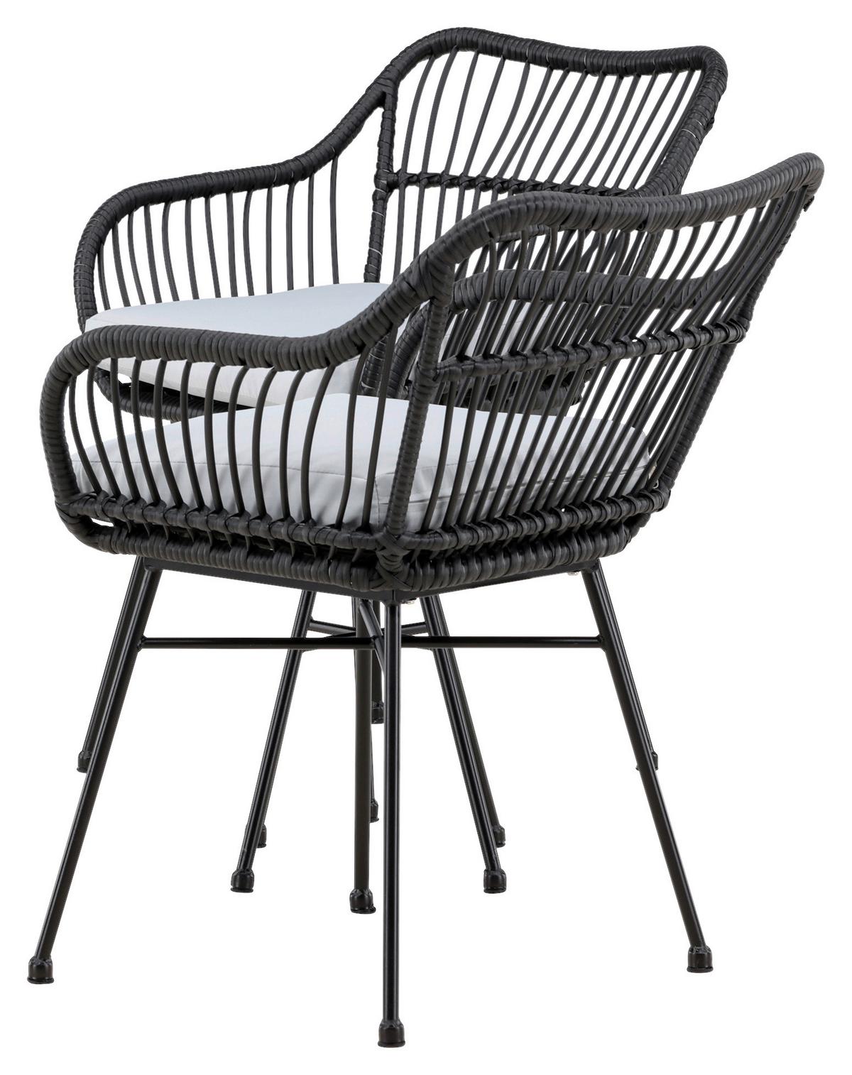 Balkonset Viga - Schwarz, KONVENTIONELL, Kunststoff/Metall - Gardenson