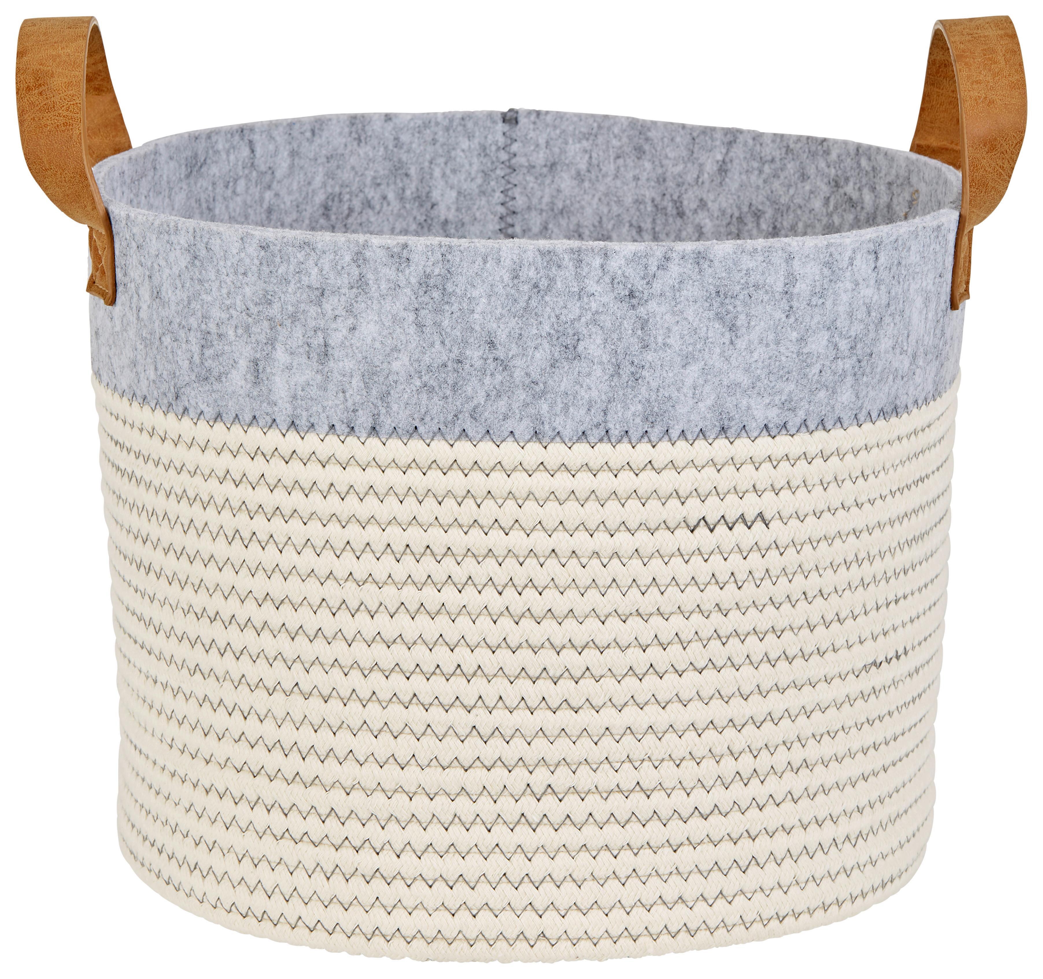 Aufbewahrungskorb Alfie L Aus Baumwolle/Filz D/H: 30/24 cm - Braun/Weiß, Basics, Textil (30/24cm) - Luca Bessoni