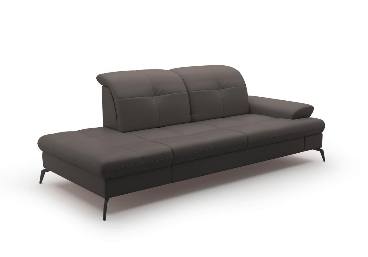 Récamiere Amica E, Mokka B: 231 Cm - Schwarz/Mokka, KONVENTIONELL, Leder/Textil (231/90/122cm) - Sit & More