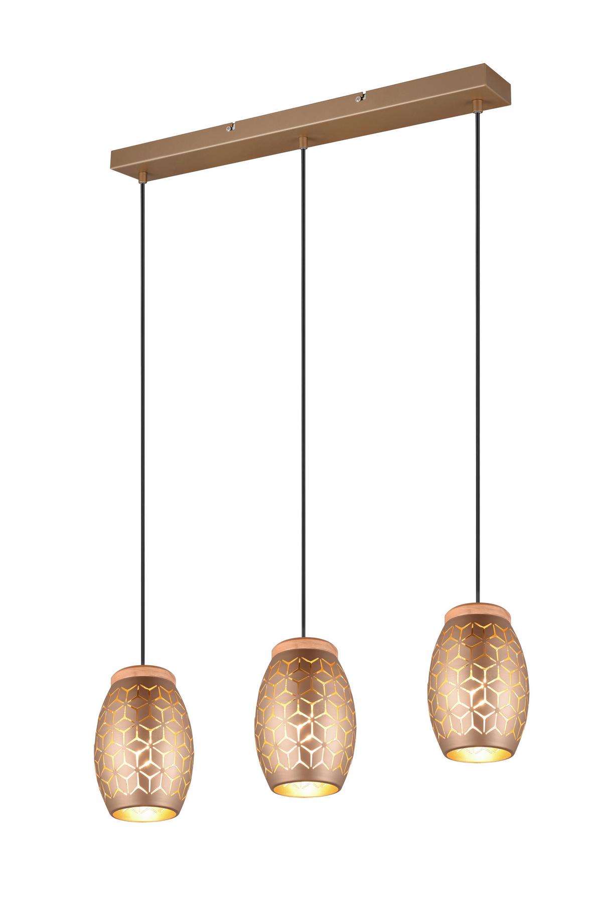 Pendelleuchte R31573065 Bidar - Goldfarben/Braun, KONVENTIONELL, Holz/Metall (71/15/150cm)