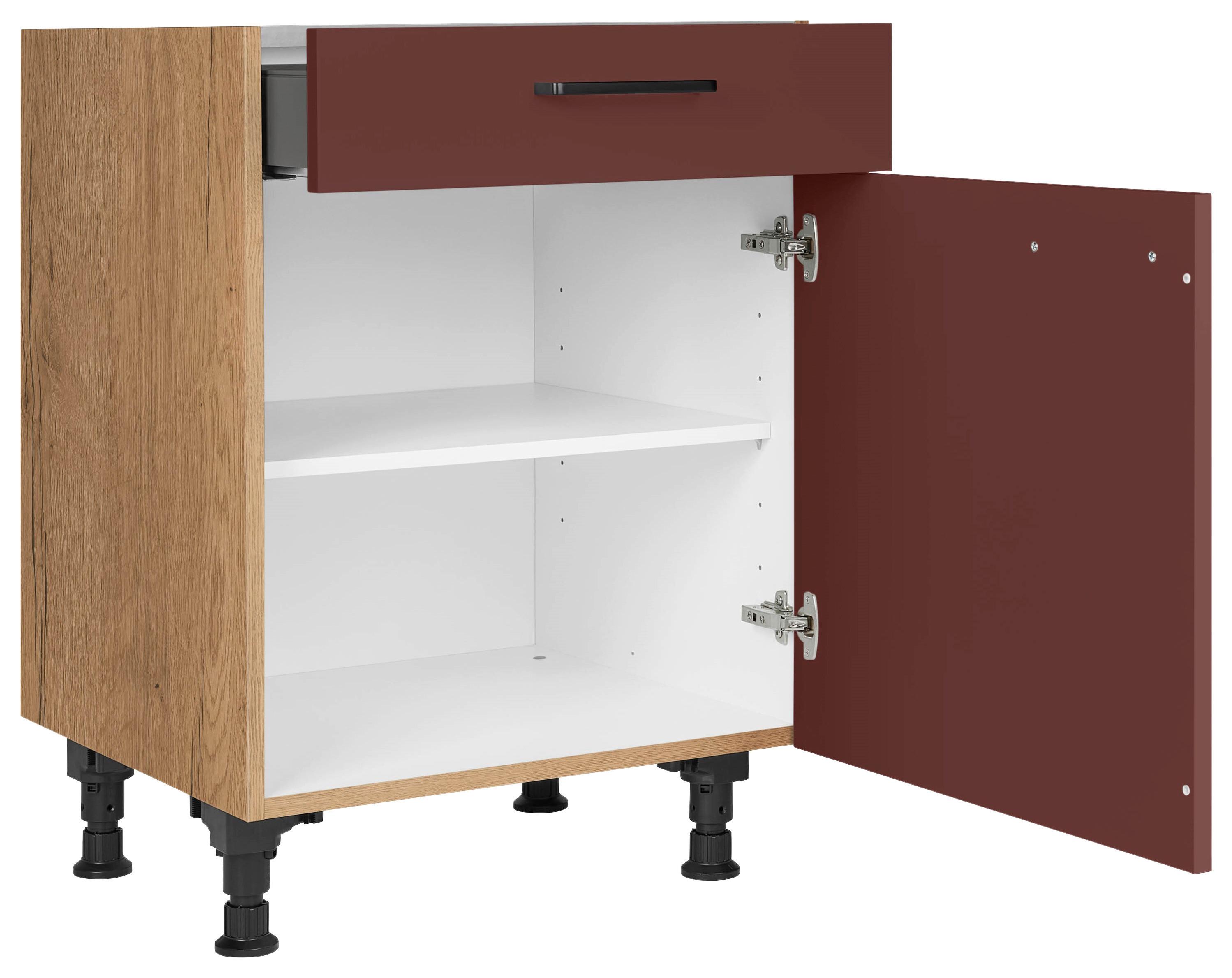 Schubkastenunterschrank Easytouch - Eichefarben/Rot, MODERN, Holzwerkstoff (60/87/56cm) - Nobilia