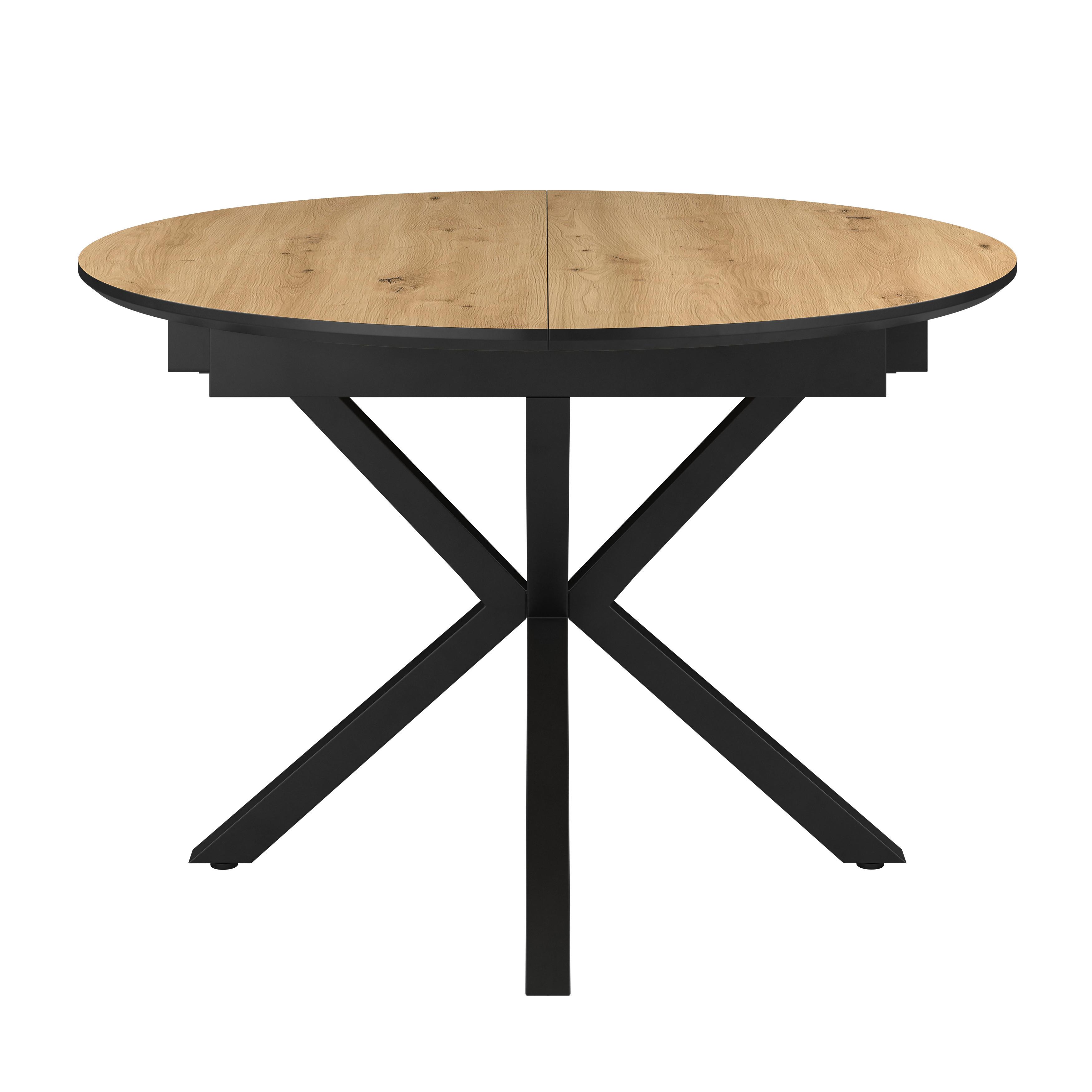 Ausziehtisch Rodin 110 Az 110-150x75x110 cm Naturfarben - Schwarz/Naturfarben, MODERN, Holzwerkstoff/Metall (110-150/75/110cm)