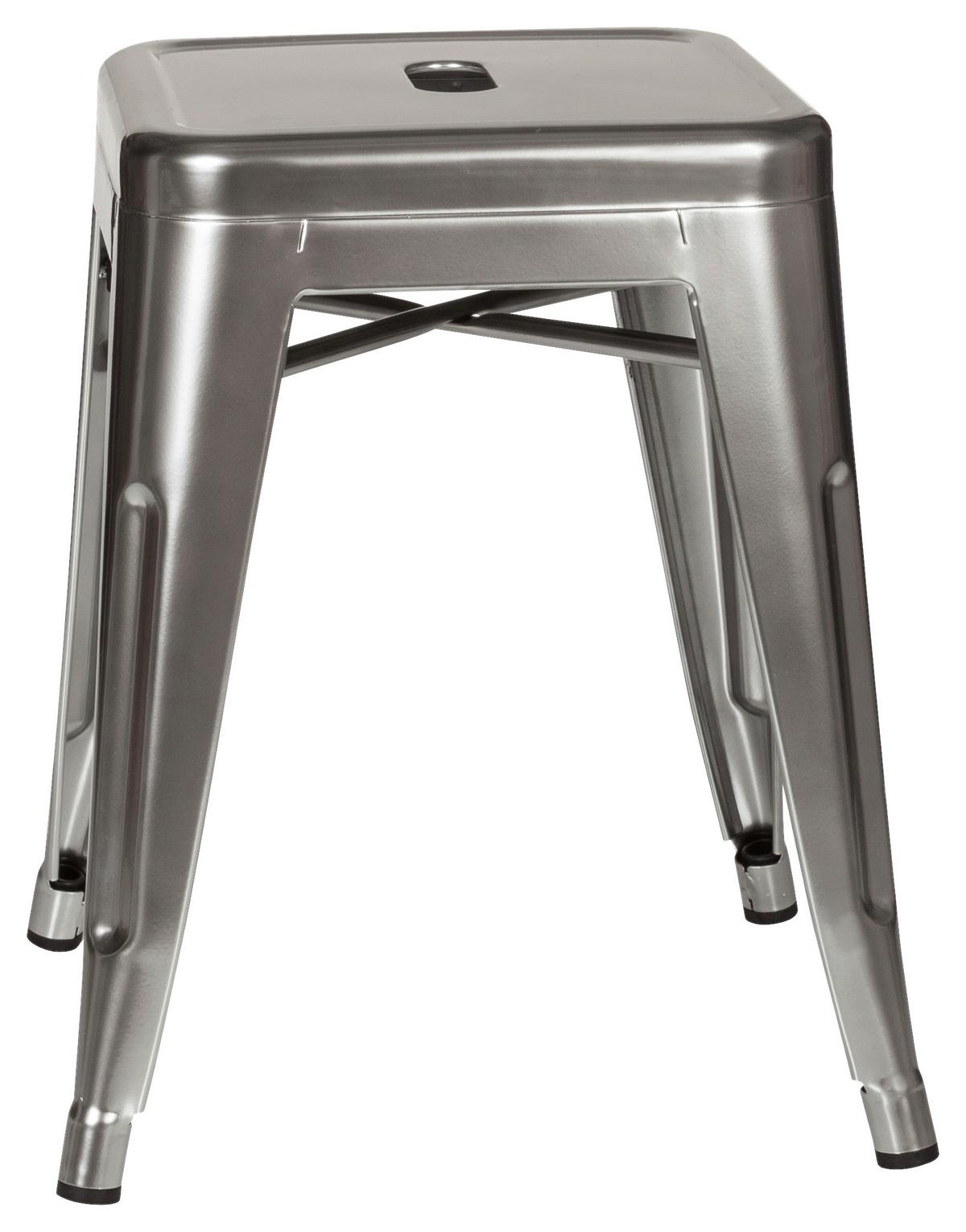 Hocker Vantaggio Stahl Platinfarben H: 46cm Stapelbar - Platinfarben, Basics, Metall (39/46/39cm) - MID.YOU