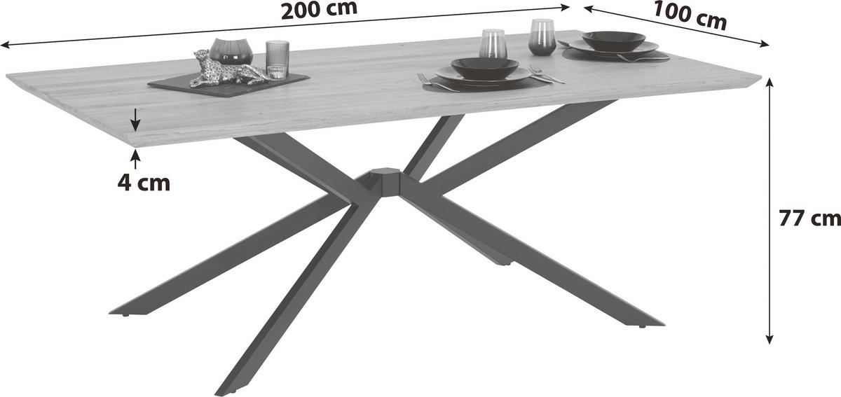 Esstisch Woodstyle Giga-S T 1002720/Tss - Wildeiche/Schwarz, MODERN, Holz/Metall (200/77/100cm)
