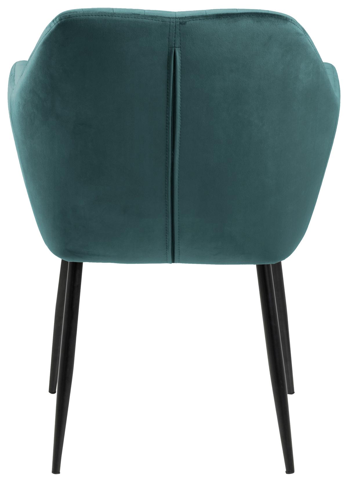 Židle s područkami EMILIA zelená - černá/tmavě zelená, Trend, kov/textil (57/83/59cm) - Ambia Home