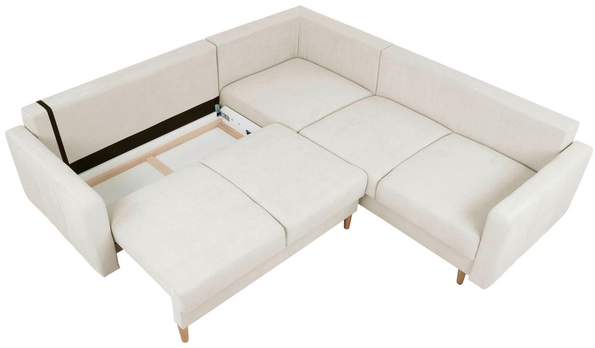 Ecksofa Noret, Weiß S: 242x242 Cm - Buchefarben/Weiß, Design, Textil (242/242cm) - MID.YOU