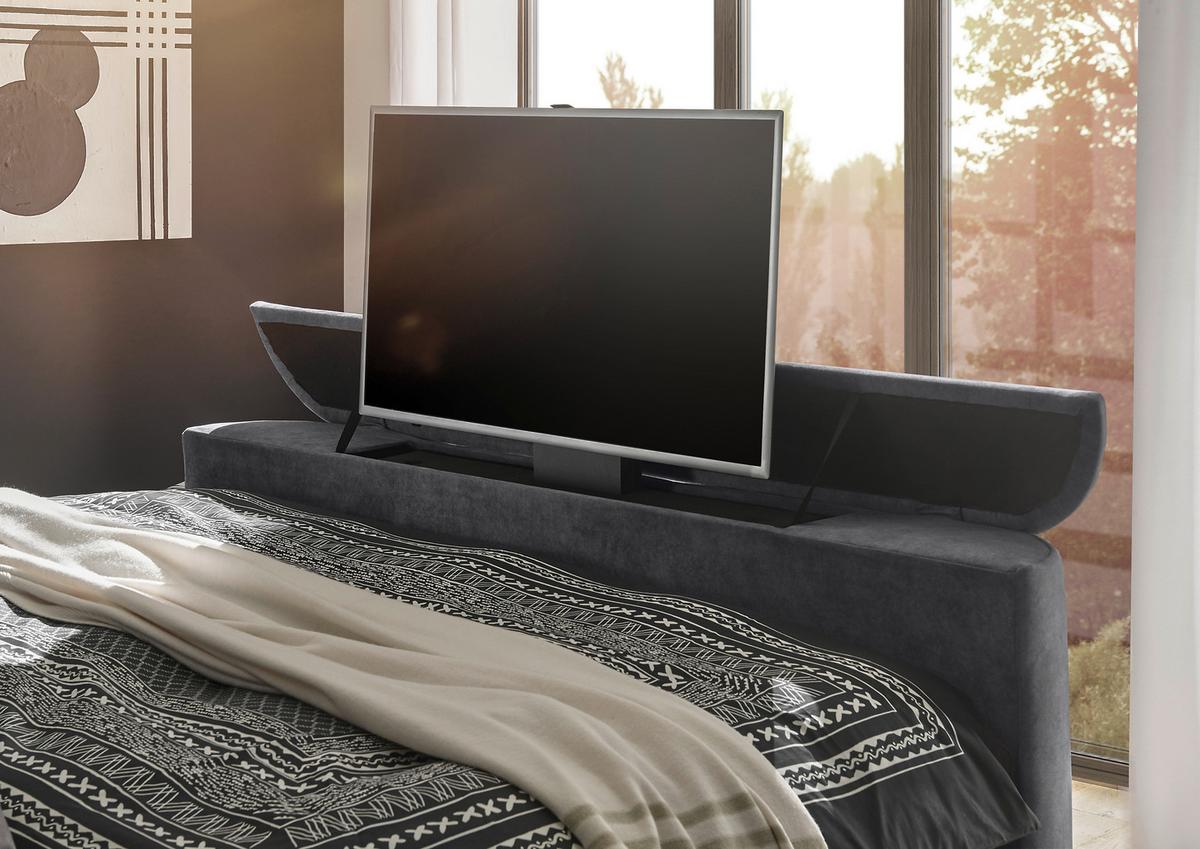 Boxspringbett Inkl. Topper 180x200 Cm Dallas - Anthrazit, MODERN, Holzwerkstoff/Textil (180/200cm) - MID.YOU