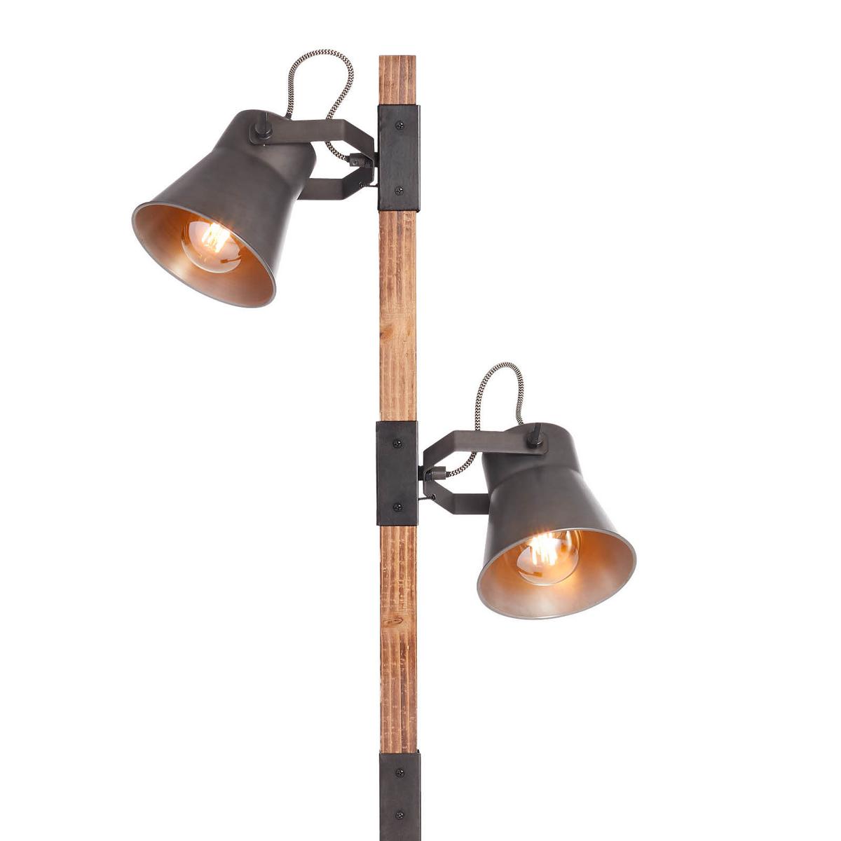 Stehlampe Holz Plow Schwarz drehbar und Schwenkbar - Schwarz, Design, Holz/Metall (51/153,5cm) - Brilliant