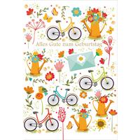 Billett Geburtstag Blumen/rad - Multicolor, Basics, Papier/Kunststoff (12/18/2cm)