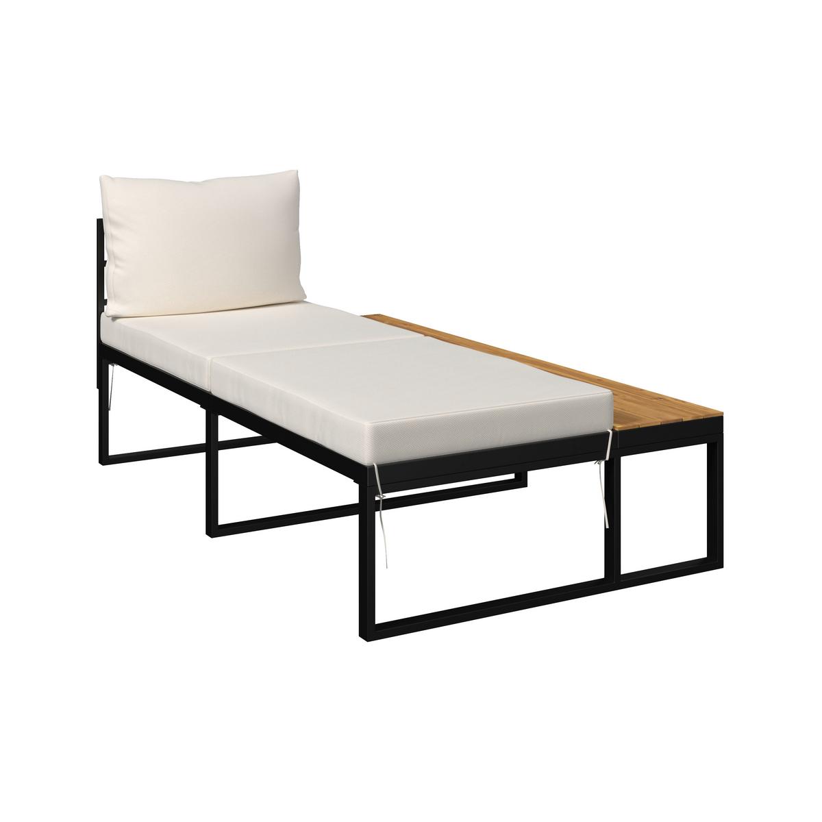 TERASOVÁ SEDACIA SÚPRAVA ADRIANO - čierna/farba akácie, Modern, kov/drevo - Bessagi Garden