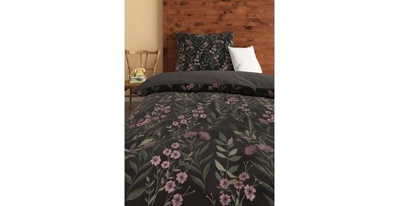 Satin Bettwäsche 140 X 200 Cm Olivia Anthrazit Blumen - Anthrazit, ROMANTIK / LANDHAUS, Textil (140/200cm) - James Wood