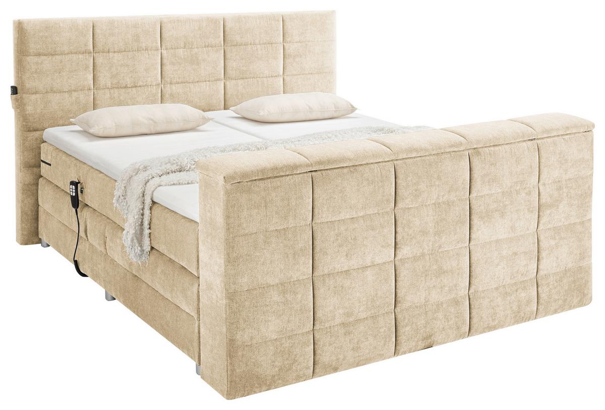 Boxspringbett Mit Topper 180x200 Denver - Sandfarben, KONVENTIONELL, Textil (180/200cm) - Carryhome