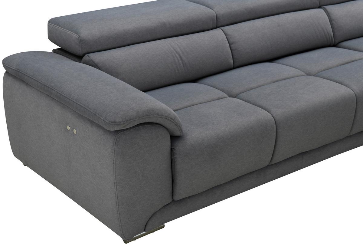 Ecksofa mit Relaxfunktion Captain - Silberfarben/Grau, MODERN, Holz/Textil (294/182cm) - Livetastic