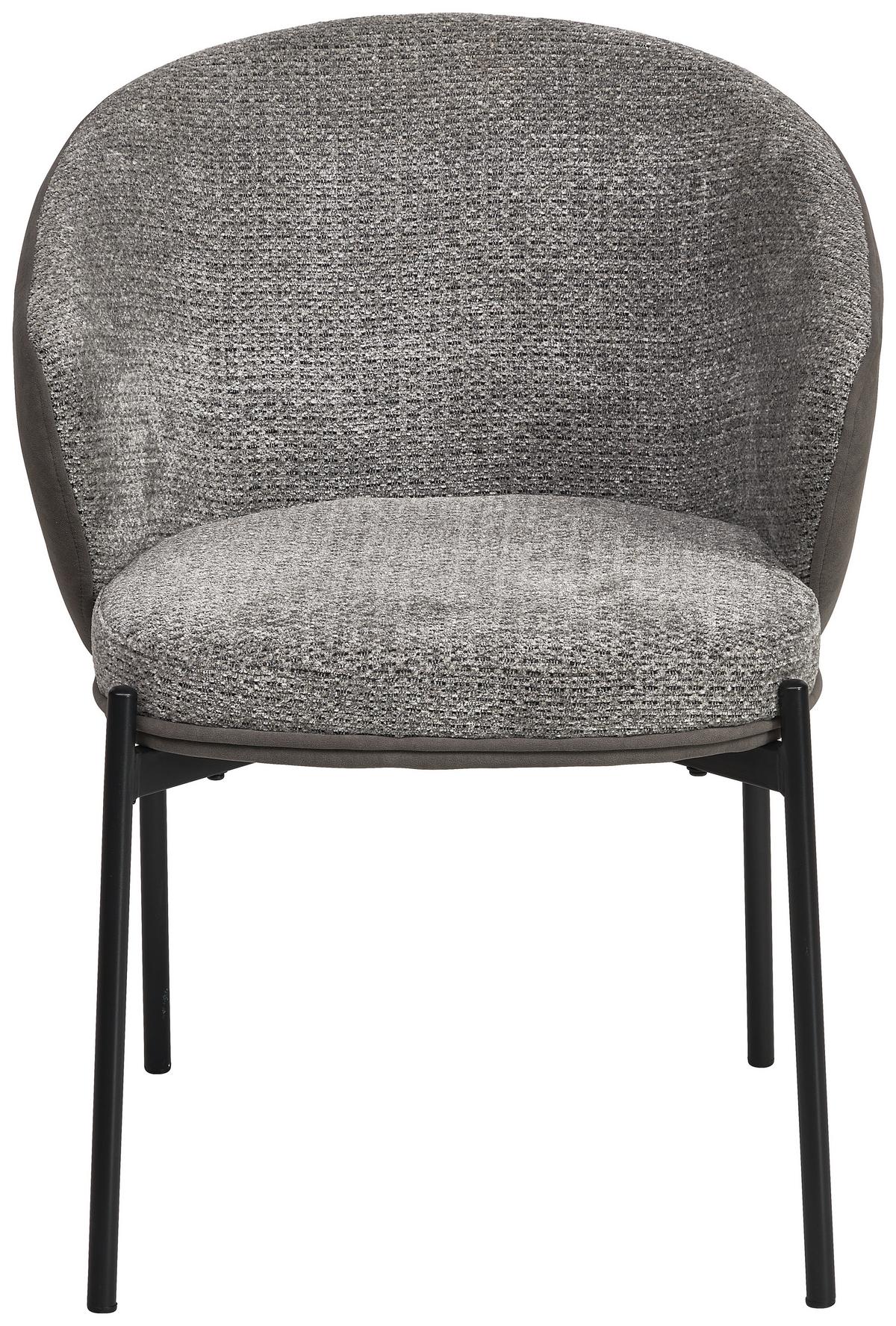 Armlehnstuhl Cara Samt Grau B: 56 cm - Schwarz/Grau, MODERN, Textil/Metall (56/76,5/57,5cm) - MID.YOU