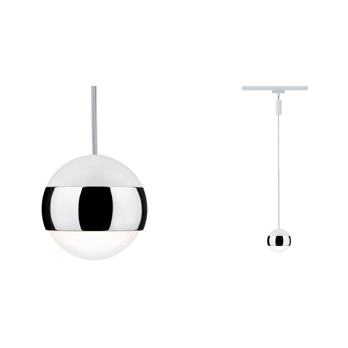 Schienensystem Urail Hängeleuchte 95458 Kugelform - Chromfarben/Weiß, Design, Metall (8,7/130cm) - Paulmann