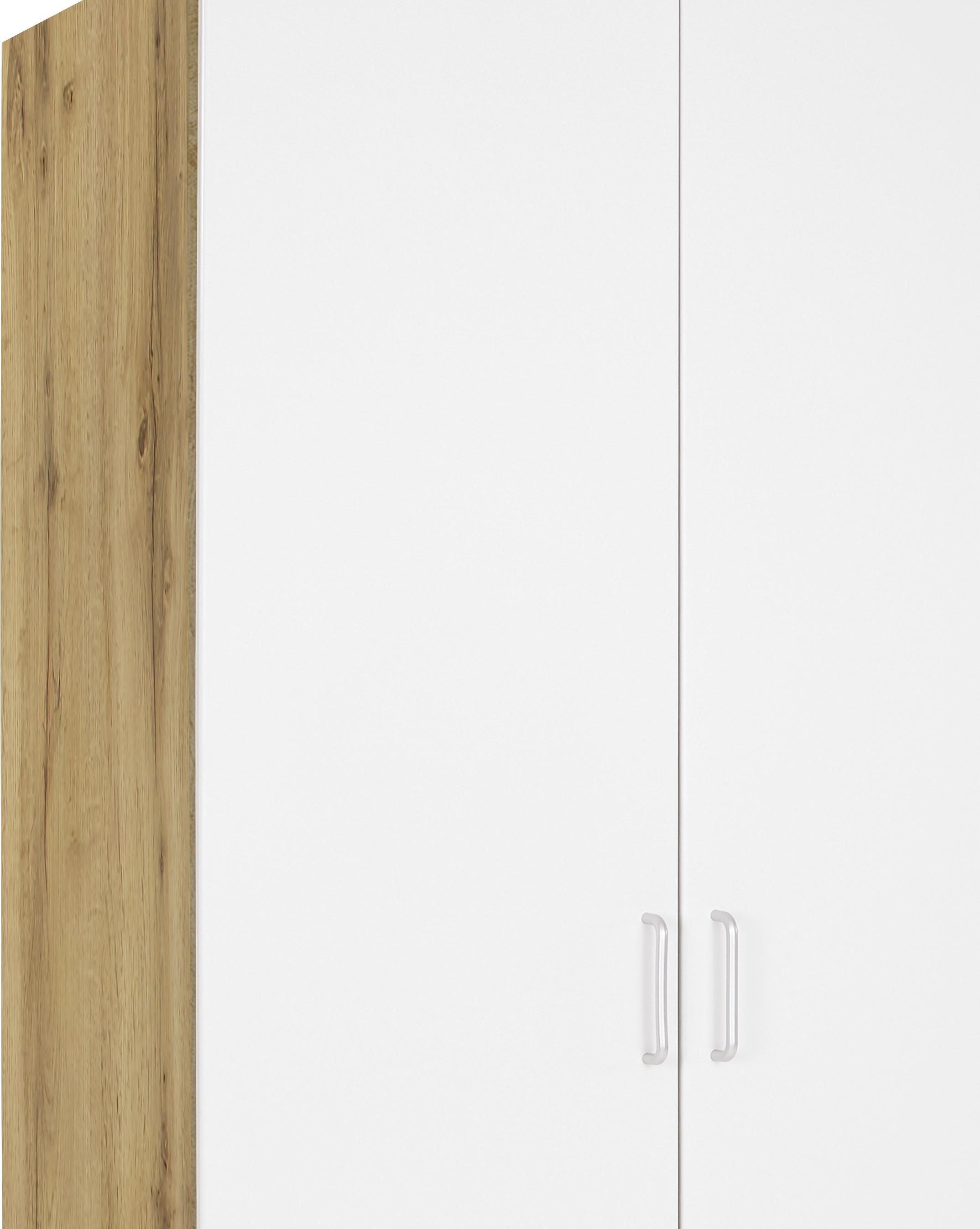 Kleiderschrank mit Schubladen 136cm Aalen Extra, Weiß Dekor - Eichefarben/Weiß, KONVENTIONELL, Holzwerkstoff (136/197/54cm)