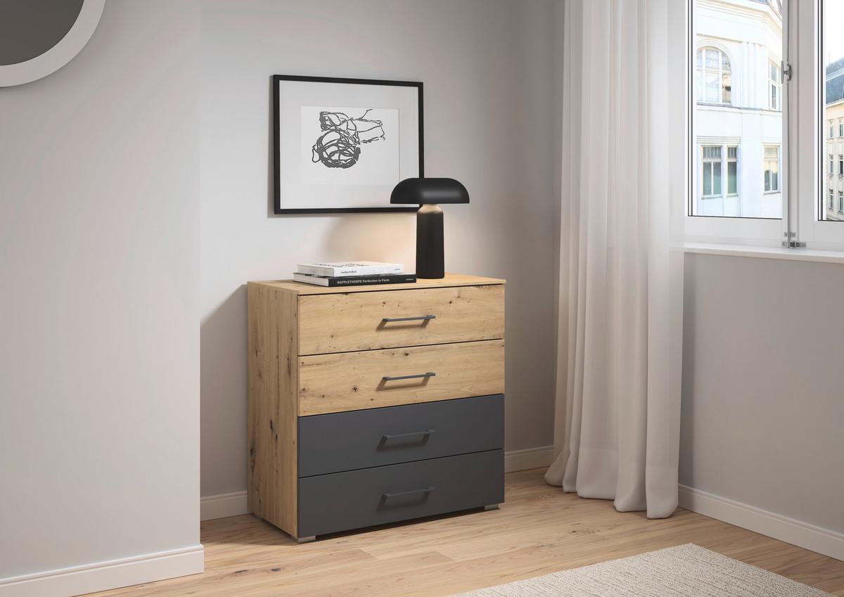 Kommode Bilbao Extra Eiche Artisan/Grau B: 80 cm - Eiche Artisan/Grau, MODERN, Holzwerkstoff (80/81/42cm) - Rauch Möbel