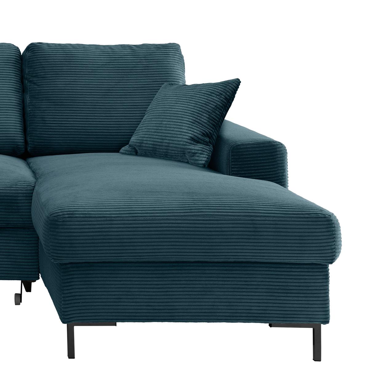 Eckschlafsofa Zona, Petrol S: 237x143 Cm - Petrol/Schwarz, KONVENTIONELL, Textil (237/143cm) - Livetastic