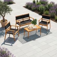 Terasová sedací souprava ENRICA - černá/barvy akácie, Moderní, dřevo/plast (120/84/70cm) - Bessagi Garden