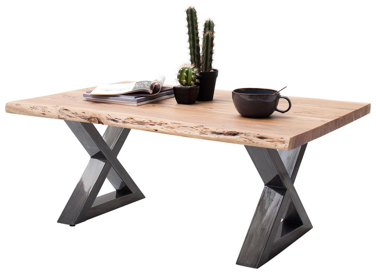 Couchtisch Holz Massiv Cartagena Akazie/nickelfarben - Akaziefarben/Nickelfarben, MODERN, Holz/Metall (110/45/70cm)