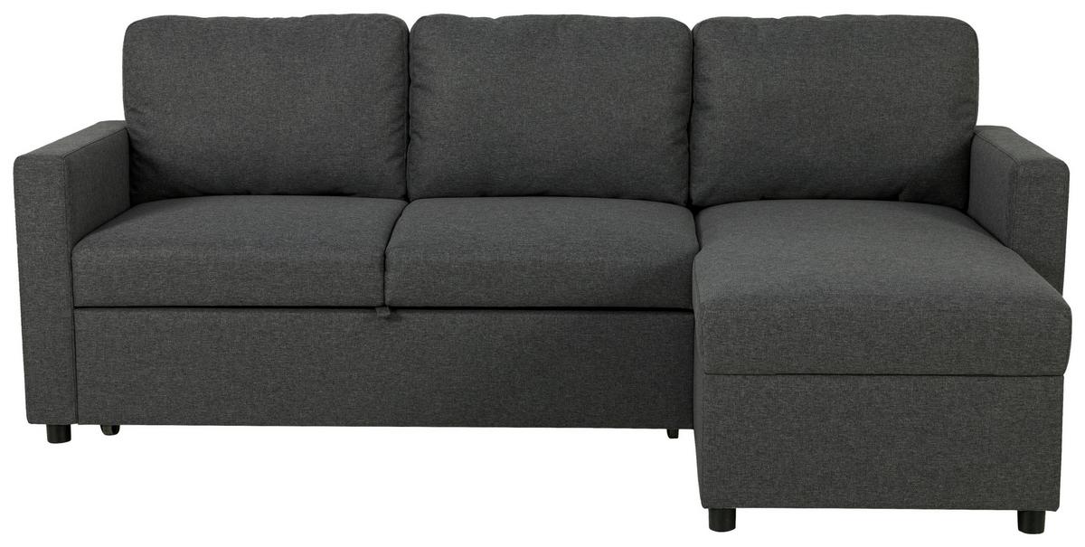 Ecksofa Mit Schlaffunktion & Bettkasten Rosi Anthrazit - Anthrazit/Schwarz, Basics, Textil (215/145cm) - P & B