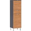 Midischrank Bad BxH 34x120 cm Eiche Dekor/ Graphit - Chromfarben/Eichefarben, KONVENTIONELL, Holzwerkstoff (34/120/34cm) - Germania