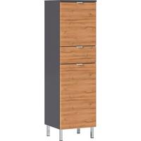 Midischrank Bad BxH 34x120 cm Eiche Dekor/ Graphit - Chromfarben/Eichefarben, KONVENTIONELL, Holzwerkstoff (34/120/34cm) - Germania