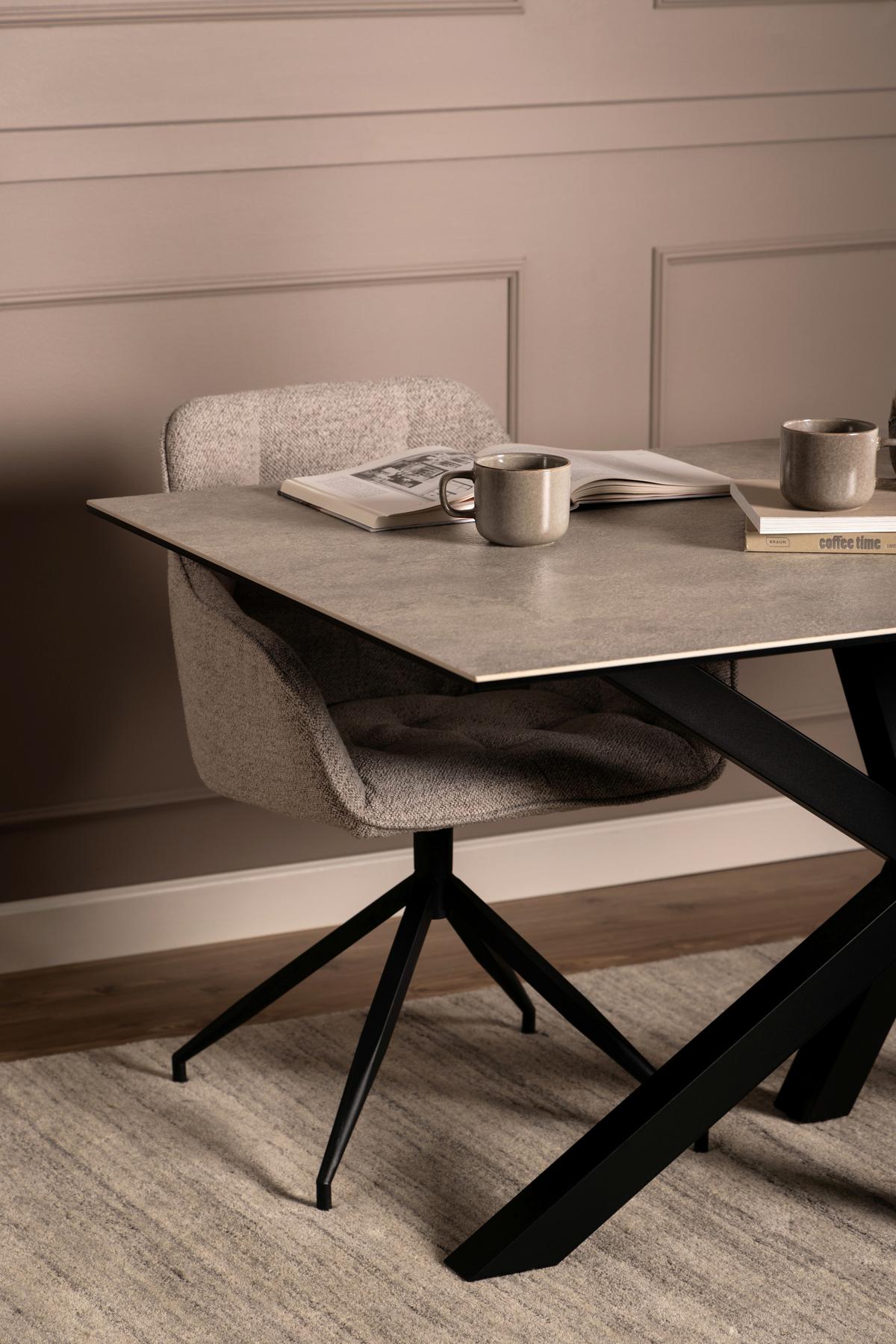 Esstisch Heaven 160x90x75,5cm Schwarz/grau - Schwarz/Grau, Trend, Keramik/Metall (160/90/75,5cm) - MID.YOU