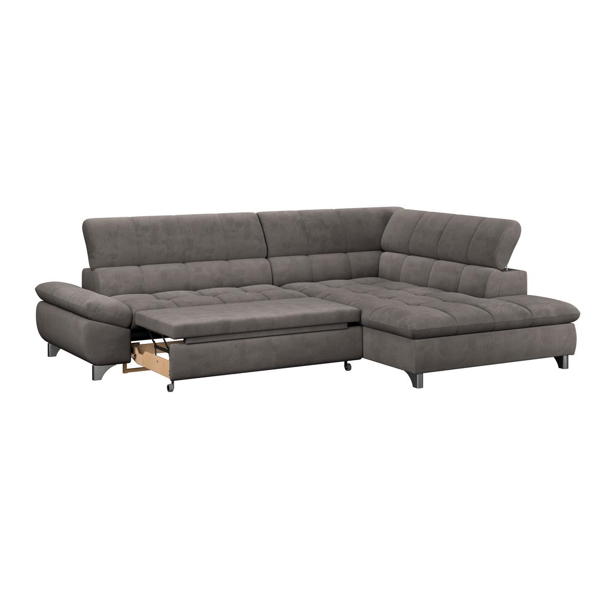 Ecksofa Gemini Braun, B: 312cm - Chromfarben/Braun, KONVENTIONELL, Textil (312/234cm)
