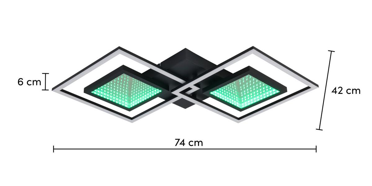 STROPNÉ LED SVIETIDLO PRECEVAL - čierna, kov/plast (41,8/75,3/6,7cm) - Premium Living