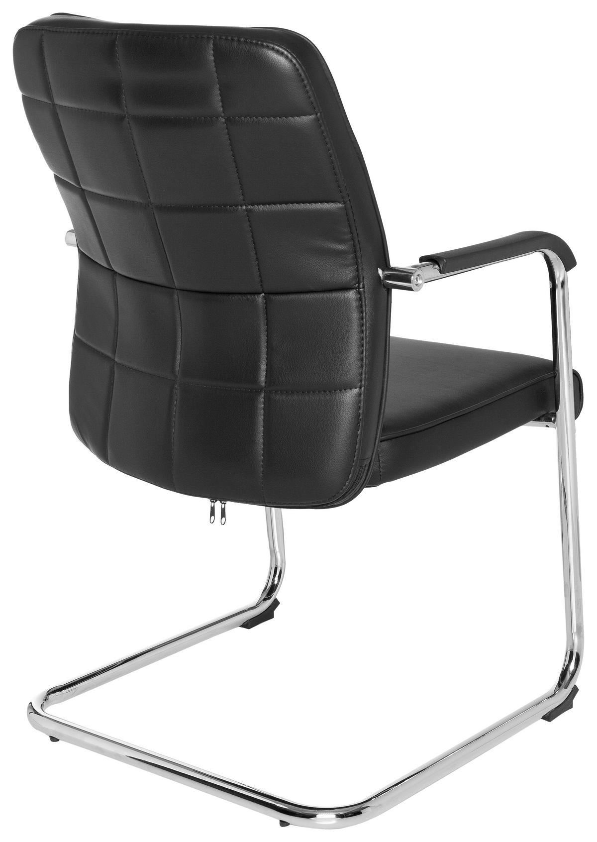 Besucherstuhl Flexo Lederlook Schwarz Bis 110 Kg - Chromfarben/Schwarz, MODERN, Kunststoff/Textil (55/94/43cm) - MID.YOU