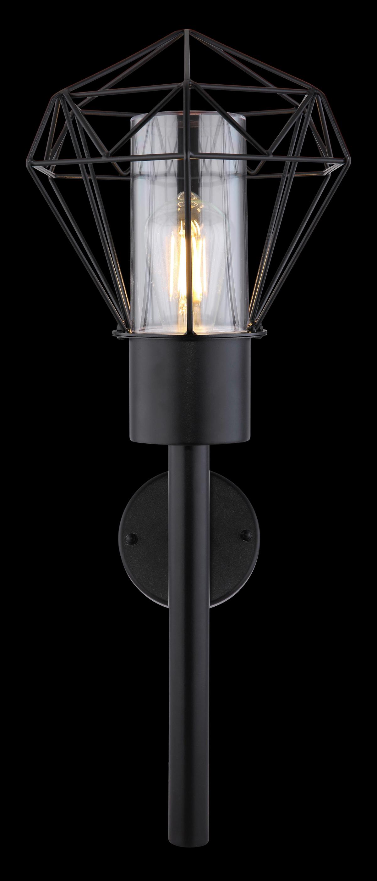 Außenleuchte Horace 15 Watt Edelstahl, Wandmontage - Klar/Schwarz, Basics, Kunststoff/Metall (22,5/28,5/28,5cm) - Globo