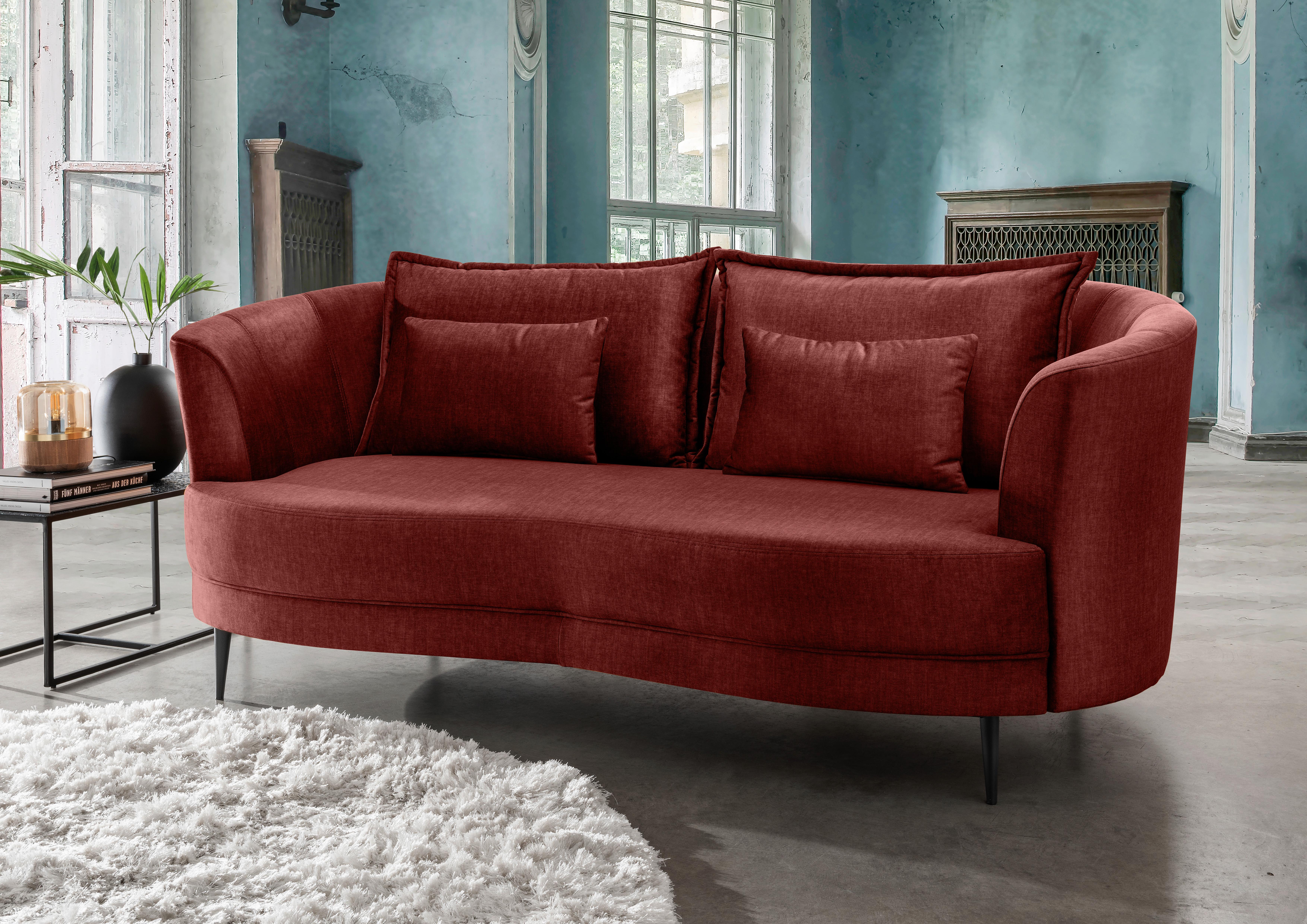 3-Sitzer-Sofa Pistaccio Koralle, Rücken Echt B: 209 cm - Koralle/Schwarz, MODERN, Textil (209/85/101cm) - Livetastic