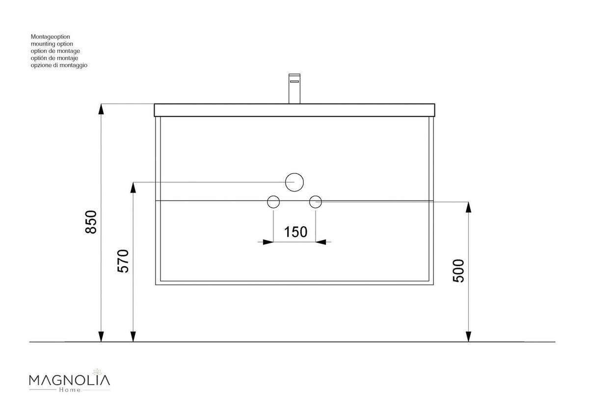 Badezimmer Portus Eiche Dekor B: 100 Cm - Eichefarben/Weiß, MODERN, Keramik/Holzwerkstoff (100cm) - MID.YOU