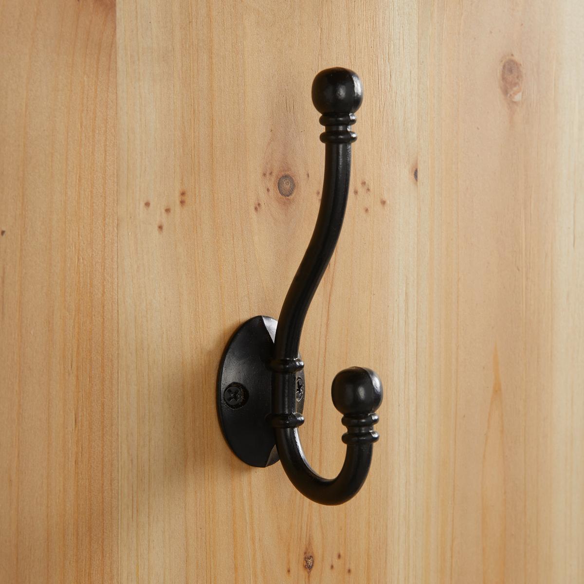 Šatný panel VITTORIA z masívu - čierna/prírodná farba, Modern, kov/drevo (67/100/27cm) - Bessagi Home