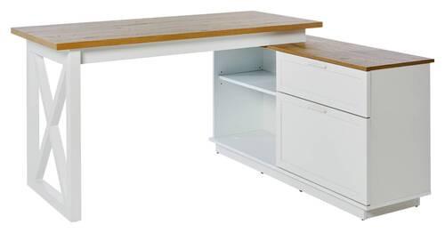 Eckschreibtisch mit Stauraum B 119 cm H 75 cm Chalet - Eichefarben/Weiß, KONVENTIONELL, Holzwerkstoff (150/119/75cm) - Livetastic