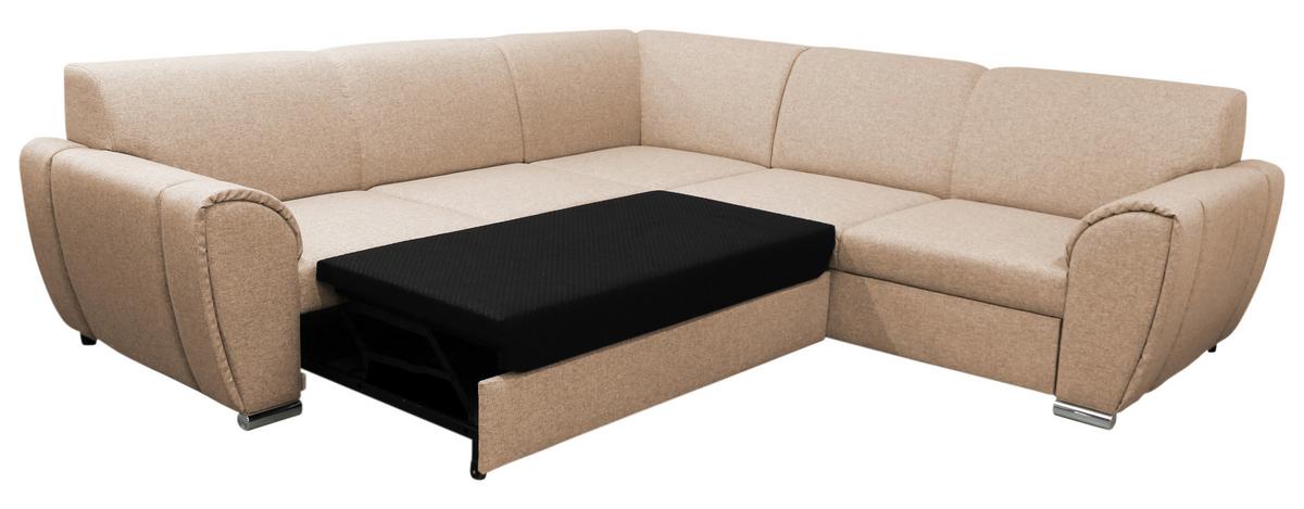 Ecksofa Delux Beige Mit Schlaffunktion Ottomane Rechts - Beige/Silberfarben, Design, Textil (266/266cm) - Livetastic