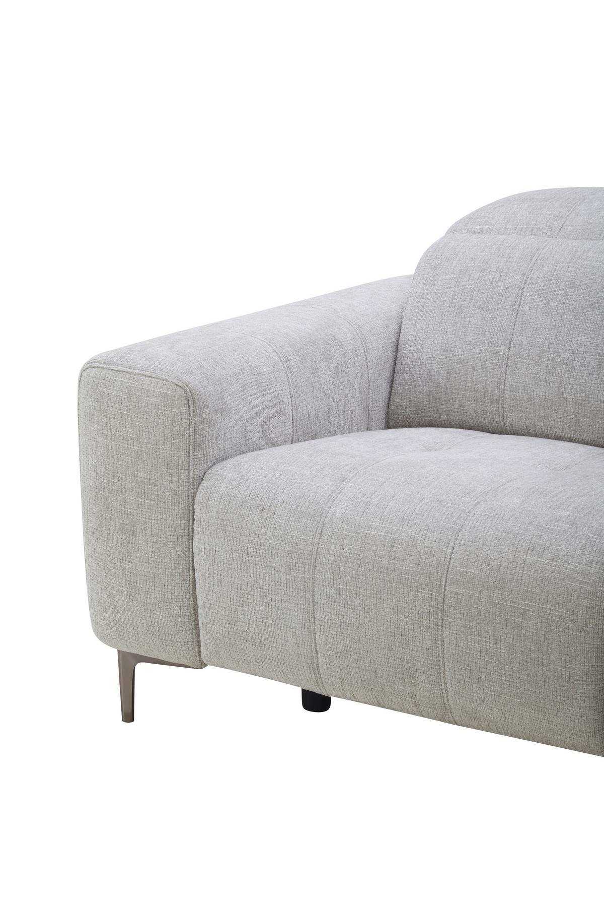 Dvojmiestna pohovka ALVARO, sivý zamat, relax.funkcia - sivá/prírodná farba, Modern, kov/drevo (182/79/109cm) - Mömax