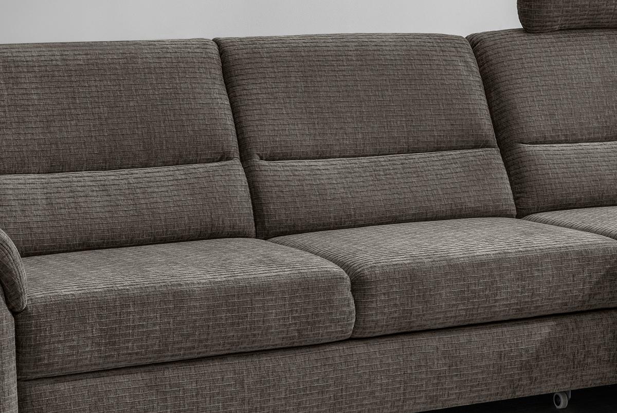 Ecksofa Cavoli Graubraun S: 279x176 cm - Graubraun/Schwarz, MODERN, Textil (279/176cm) - Livetastic