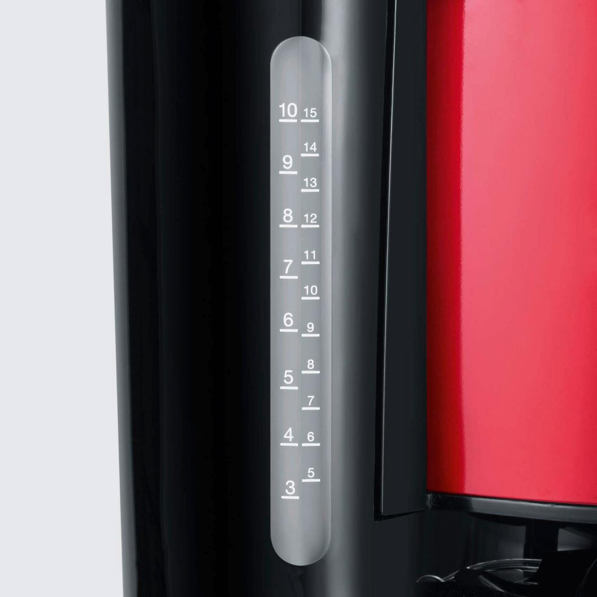 Kaffeemaschine Mary 10 Tassen Glaskanne 1,25 L - Rot/Schwarz, Glas/Kunststoff (29/23/34cm) - Severin