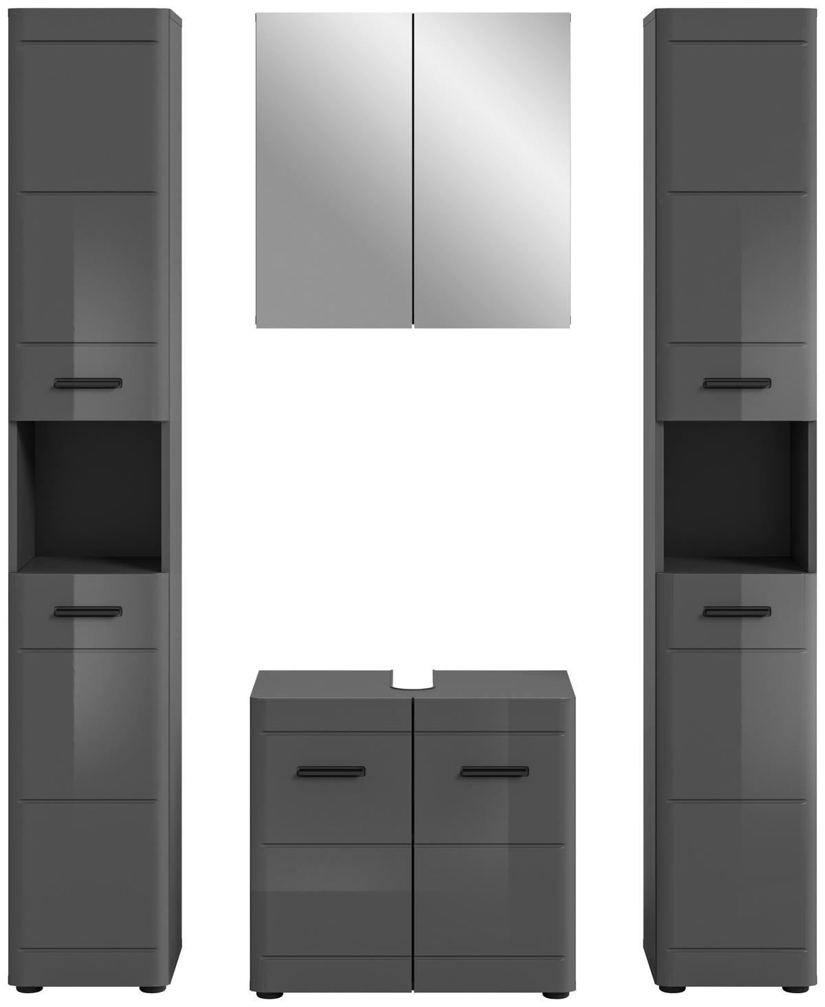 Badezimmer Soft Grau Hg B: 120 cm - Grau Hochglanz/Schwarz, MODERN, Holzwerkstoff (120cm) - MID.YOU