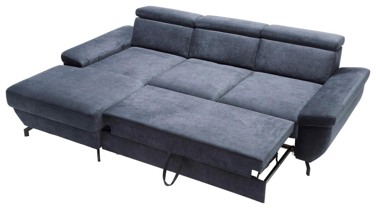 Ecksofa Rima - Silberfarben/Dunkelblau, MODERN, Textil (182/262cm) - Trendmanufaktur