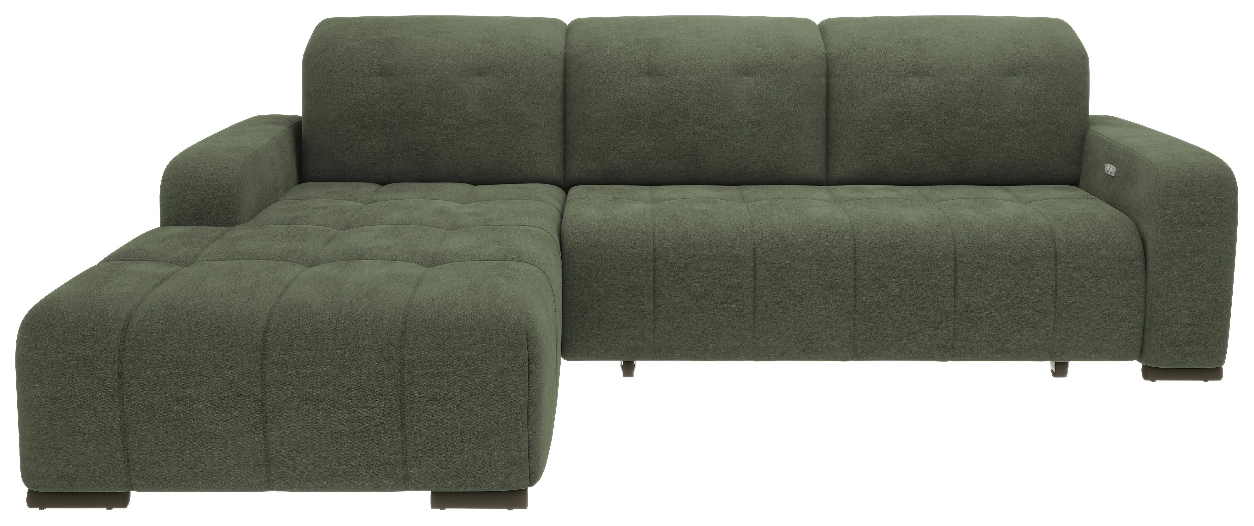 Ecksofa Vicari Dunkelgrün S: 292x185cm - Dunkelgrün/Schwarz, MODERN, Textil (292/185cm) - Livetastic