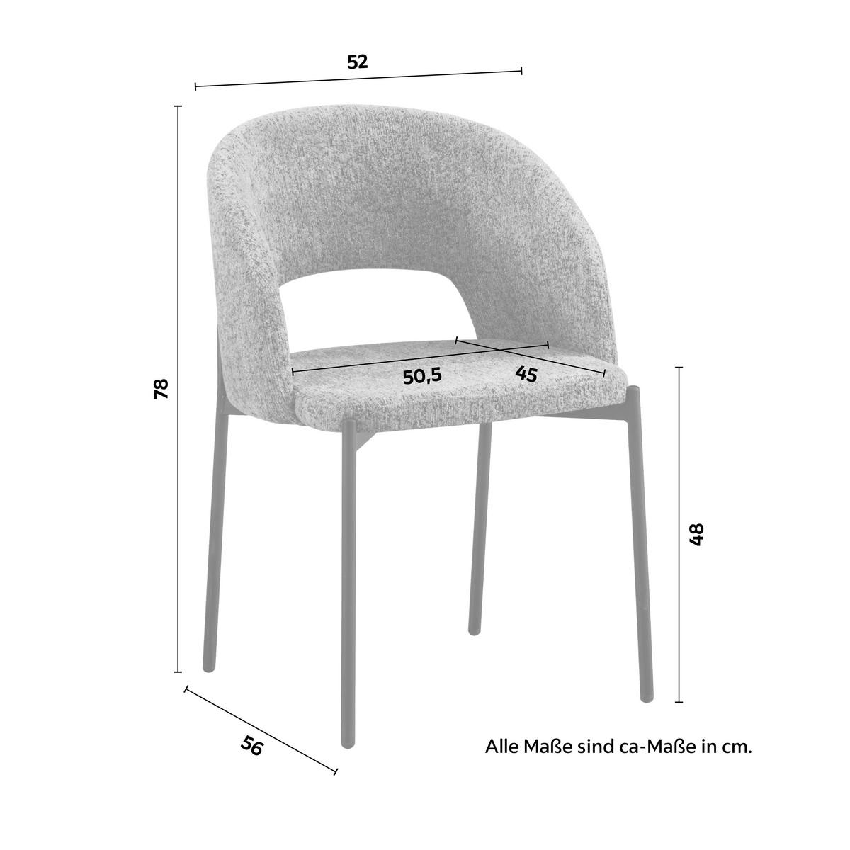 Židle Nadiya lněný vzhled, čalouněné - černá/hnědá, Moderní, kov/dřevo (52/78/56cm) - Bessagi Home