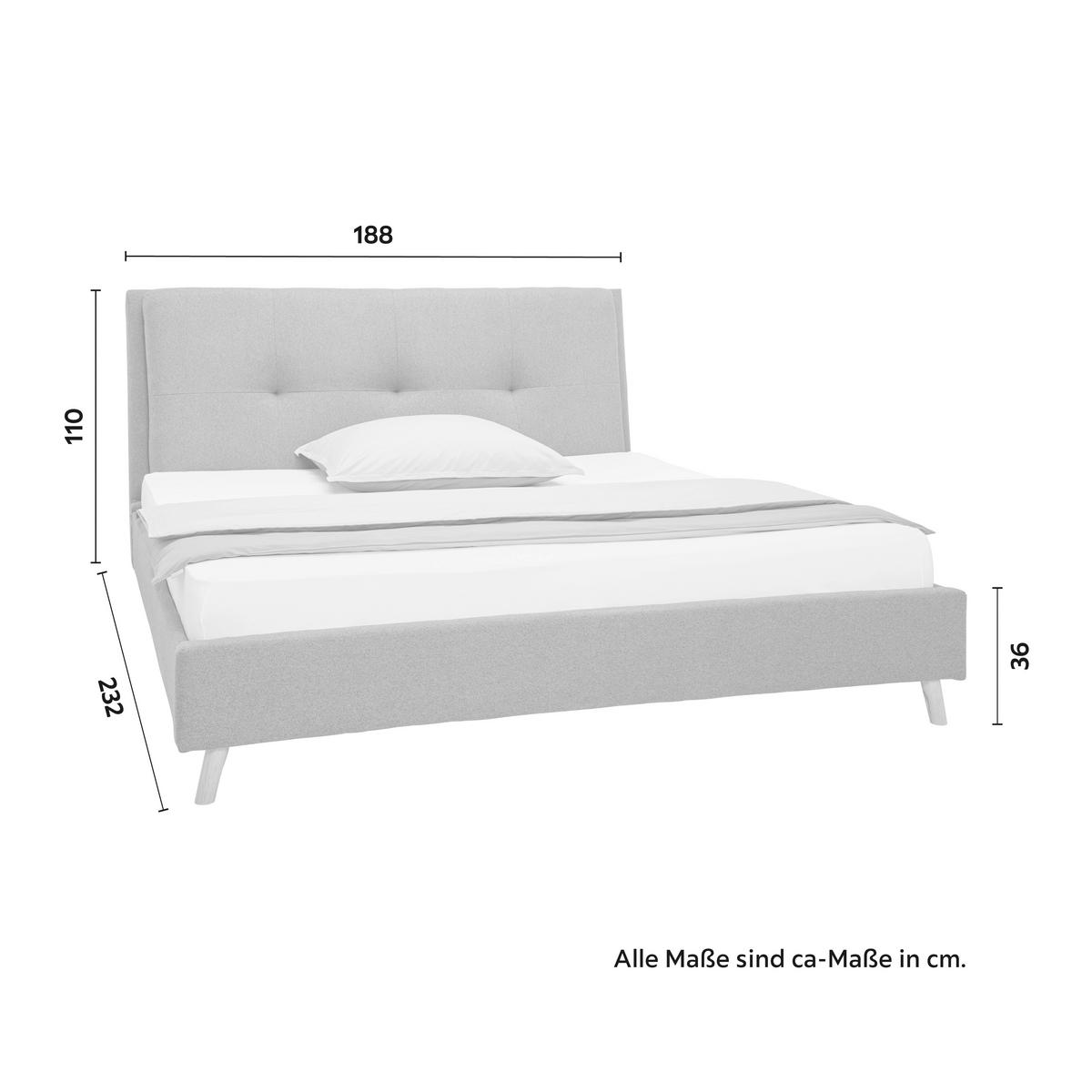 Nízka čalúnená posteľ CAMILLA 180x200 cm, sivá - sivá/prírodná farba, Modern, drevo/textil (180/200cm) - Bessagi Home